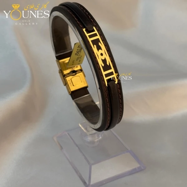 دستبند طلا چرم مردانه L153